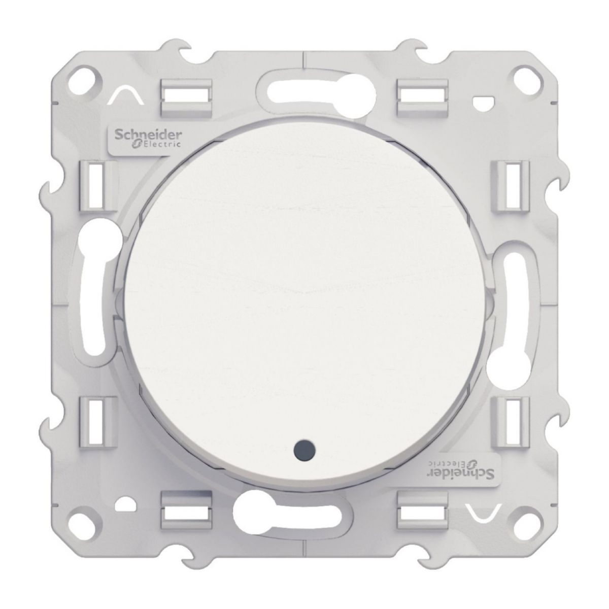 Bouton-poussoir 10 A Odace - sans plaque - blanc - avec LED bleue