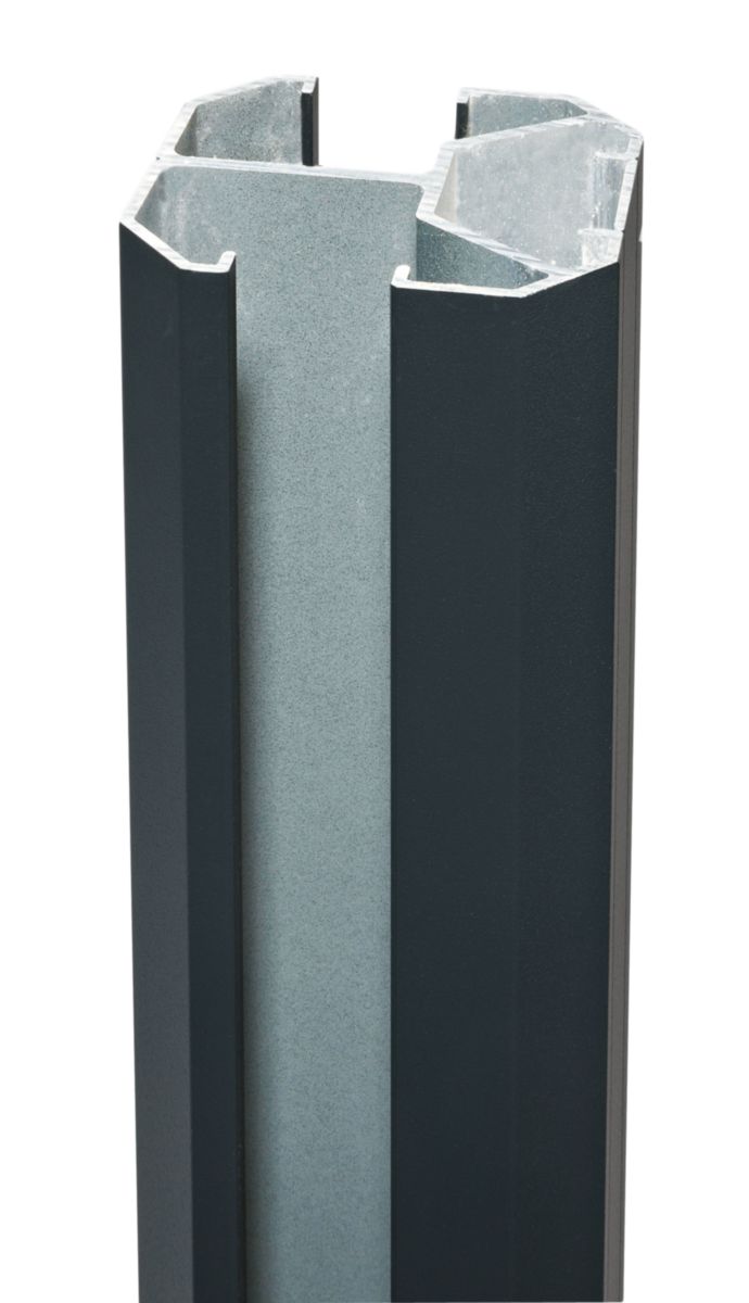 Poteau Grand Vent 3 en 1 - aluminium noir sablé - 64x70x2315 mm