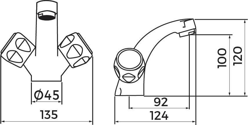 Mélangeur lavabo Alterna Primeo2 bec fixe, têtes à clapet, vidage ABS, croisillons métal, NF chromé S