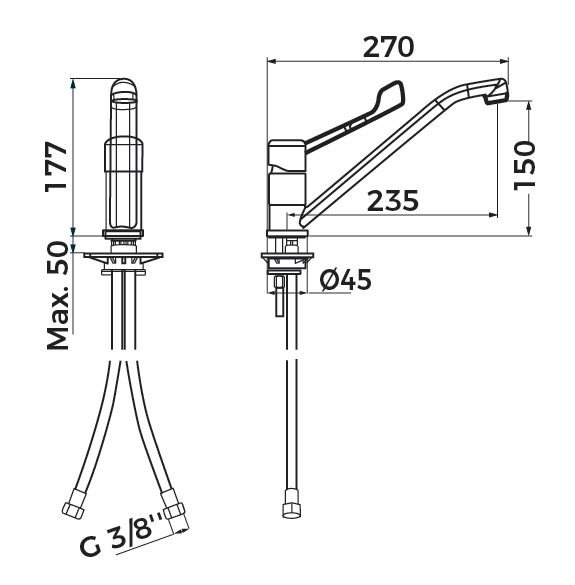 Mitigeur évier Mobilita - bec pivotant - H. 17,7 cm