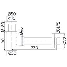 Siphon design rond court en laiton chromé 33X42 Altech