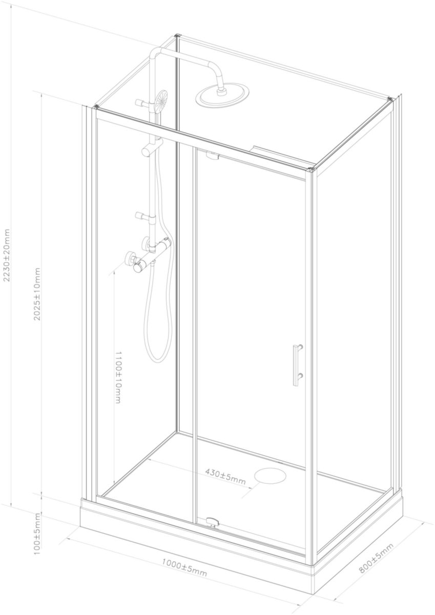 Paroi pour Cabine Alterna Concerto 2 accès de face porte pivotant 100 x 80 cm