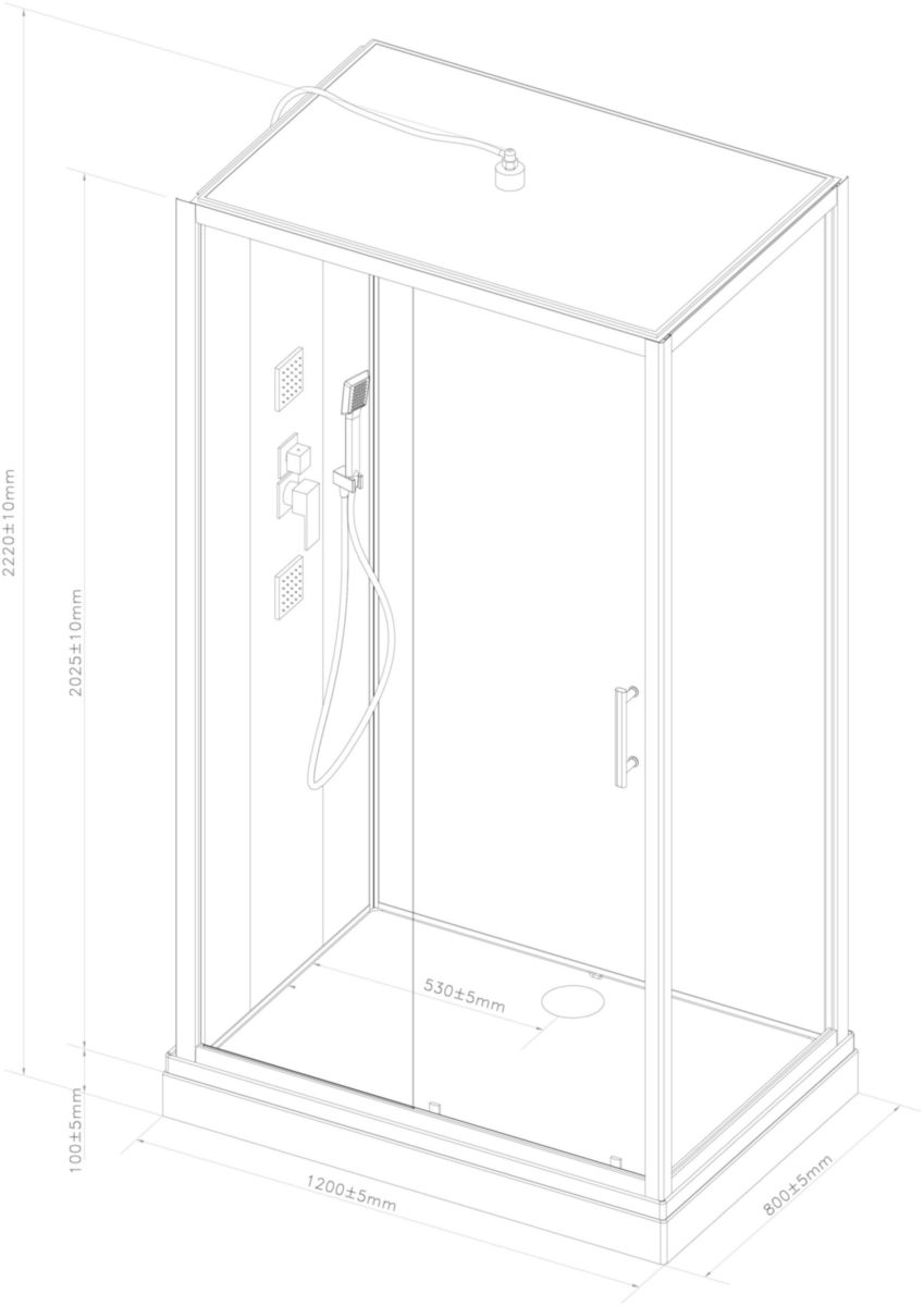 Toit pour Cabine Alterna Concerto 2 encastré 120 x 80 cm