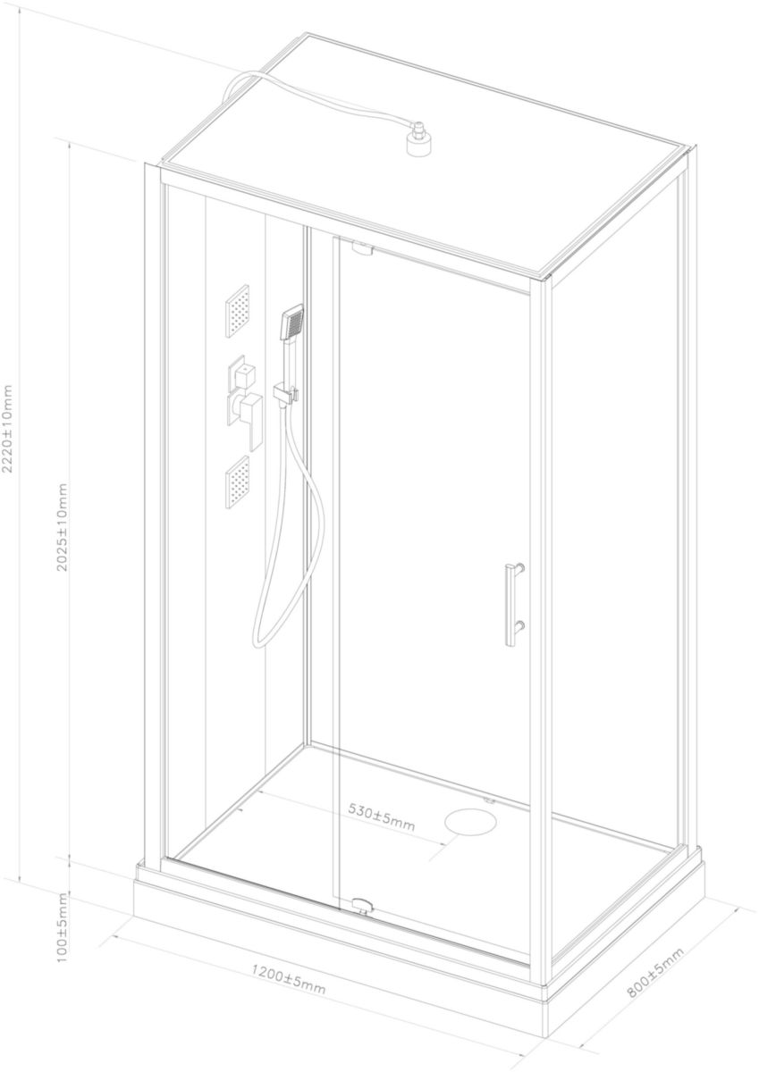 Toit pour Cabine Alterna Concerto 2 encastré 120 x 80 cm