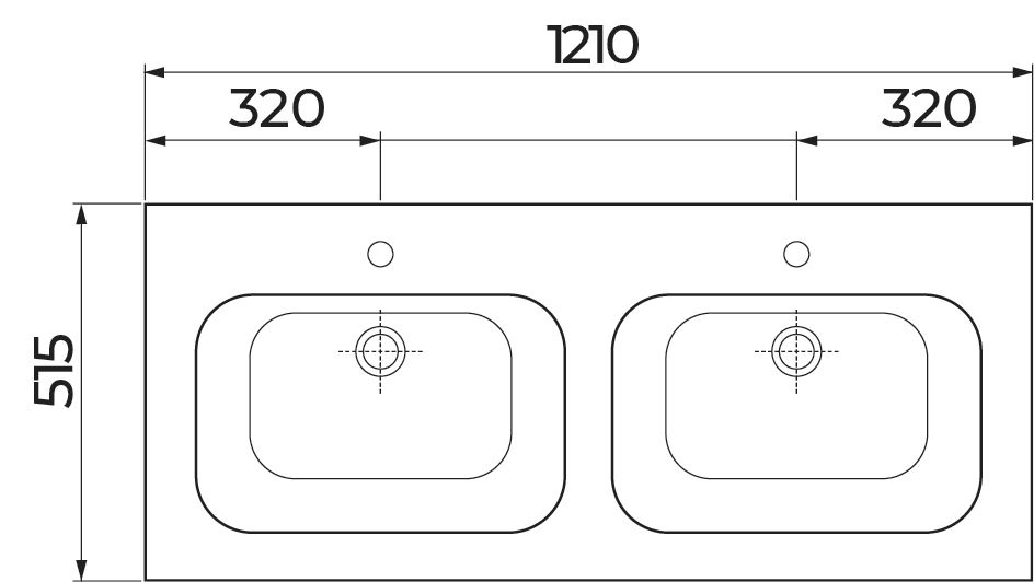 Plan de toilette Alterna All Day 120 cm double vasque en céramique