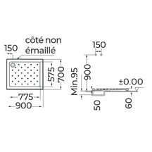 Receveur extra-plat antidérapant Seducta 2 - grès blanc - 70x90x7 cm