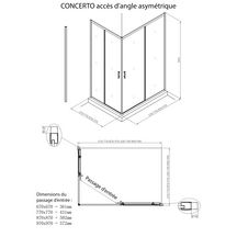 Paroi de douche Alterna Concerto accès en angle un côté réversible longueur 80 cm profilé argent brillant verre transparent