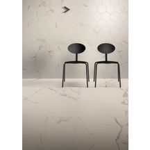 Carrelage imitation marbre blanc Allmarble - grès cérame rectifié - statuario lux - 60x120 cm