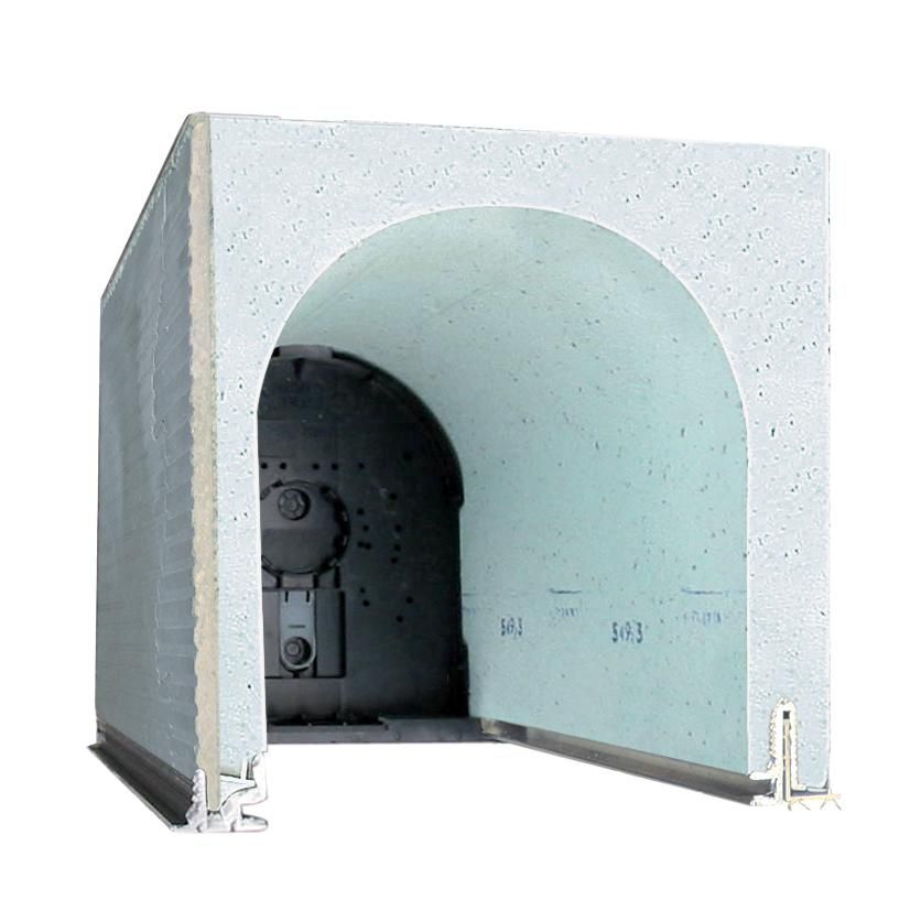 Coffre tunnel seul Elite 28 thermic béton tab 900 sans sous face, pose avec étayage, parement béton 900 mm x 280 mm