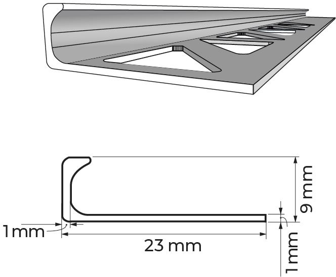 Profilé de finition pour panneau mural Alterna - aluminium - L. 240 cm - ép. 9 mm