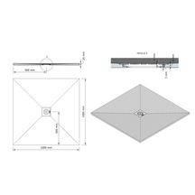 Receveur Alterna Daily'O 100 x 100 cm ardoise blanc