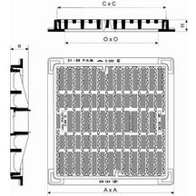 Grille plate carrée Squadra classe C250 à verrouillage automatique ECSQ70PF pour ouverture 600mm dimension cadre extérieur 720mm Réf. ECSQ70PF PAM