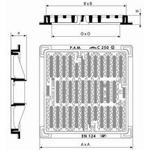 Grille plate Squadra 600 ouverture 500mm accès Personnes à Mobilité Réduite hauteur 39mm Réf. ECSQ60PFX11 PAM