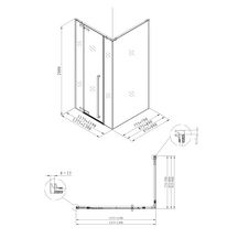 Paroi de douche Alterna Daily XL accès de face porte pivotante (fixe + pivot + fixe) profilé chromé longueur 140 cm