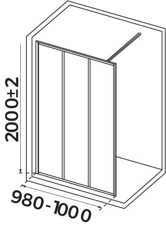 Paroi verrière Walk - L. 100 cm - H. 199 cm - livré avec bras recoupable 120 cm et raccord en T