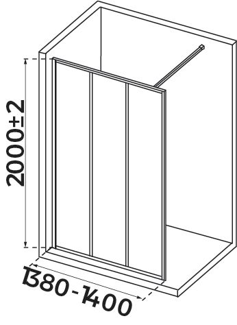 Paroi verrière Walk - L. 140 cm - H. 199 cm - livré avec bras recoupable 120 cm et raccord en T