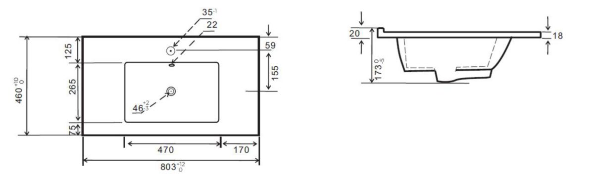 Plan céramique Alterna Concerto 80 cm vasque centrée