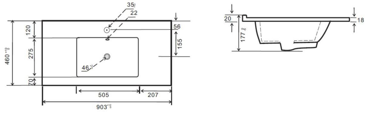 Plan céramique Alterna Concerto 90 cm vasque centrée