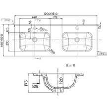 Plan céramique 120cm Seducta et Alterna Domino  Blanc Double vasque