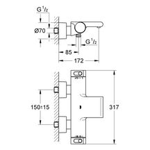 Mitigeur bain-douche thermostatique GROHTHERM 2000 C3, NF, C3/E1, chromé réf. 34466001