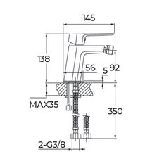 Mitigeur pour bidet Alterna Concerto'D C2 - corps vidage tirette en laiton