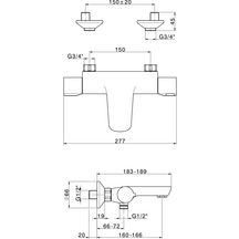 Mitigeur thermostatique bain/douche Alterna Concerto 3 laiton