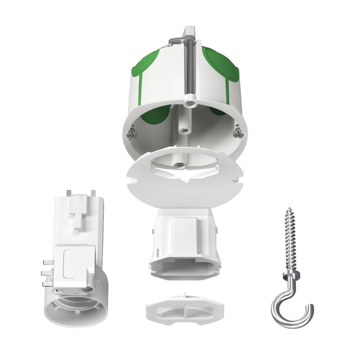 Boîte de centre Multifix Air DCL - avec couvercle non affleurant et prise éclairage douille E27 - Ø raccord 67 mm - Prof. 49 mm