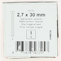 Pointe striée TF - acier trempé zingué brillant - Ø 2,7x30 mm - boîte de 1 kg