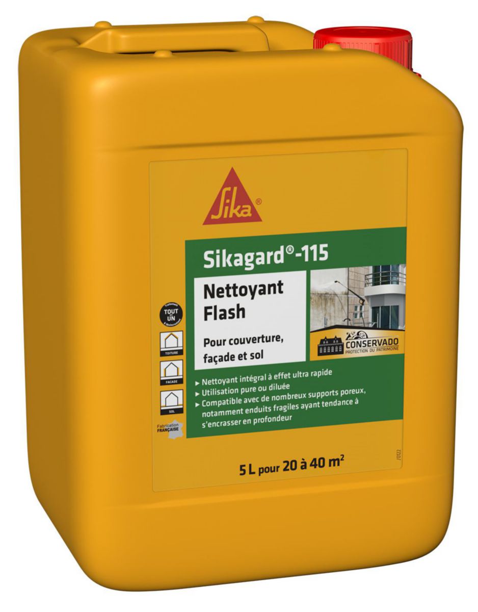 Nettoyant puissant et rapide pour façades, toitures, et sols Sikagard-115 Nettoyant Flash bidon de 5 litres