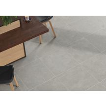 Carrelage effet ciment Concrete - grès cérame rectifié - ton taupe bouchardé - 59,7x59,7 cm - ép. 10,5 mm