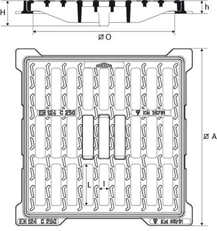 Grille Optea plate carré classe C250 400x400mm ECOP40PK Réf. ECOP40PK PAM