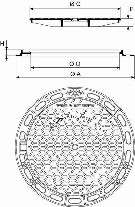 Regard de trottoir en fonte classe B125 cadre rond diamètre 800mm Réf. CBTB80RF PAM