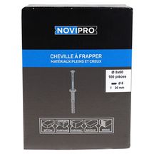 Cheville clou Novipro pour matériaux pleins et creux diamètre 8x60 mm boîte de 100 pièces