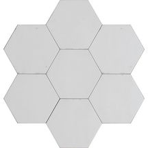 Carrelage hexagonal Lume - grès cérame émaillé - ton white lux - 21x18,2 cm - ép. 9,5 mm