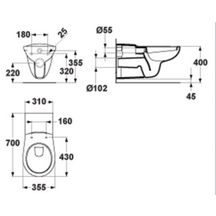 Cuvette WC MATURA indépendante suspendue avec sortie horizontale, blanc réf. P243001