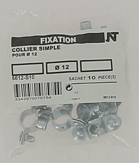 Collier simple superchromé diamètre 12mm sachet de 10 pièces Noyon et Thiebault 6612-S10