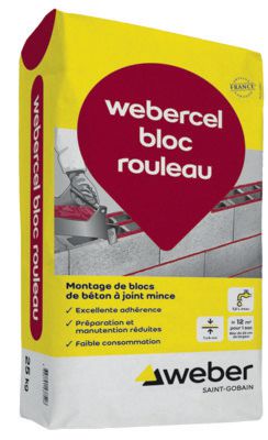 Mortier de maçonnerie joints minces webercel bloc rouleau - sac de 25 kg