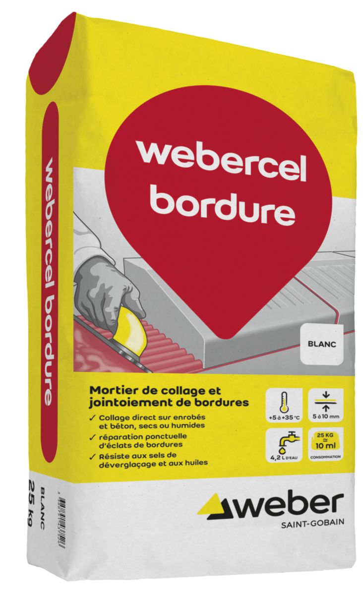 Mortier pour collage d'îlot Webercel bordure - gris - sac de 25 kg