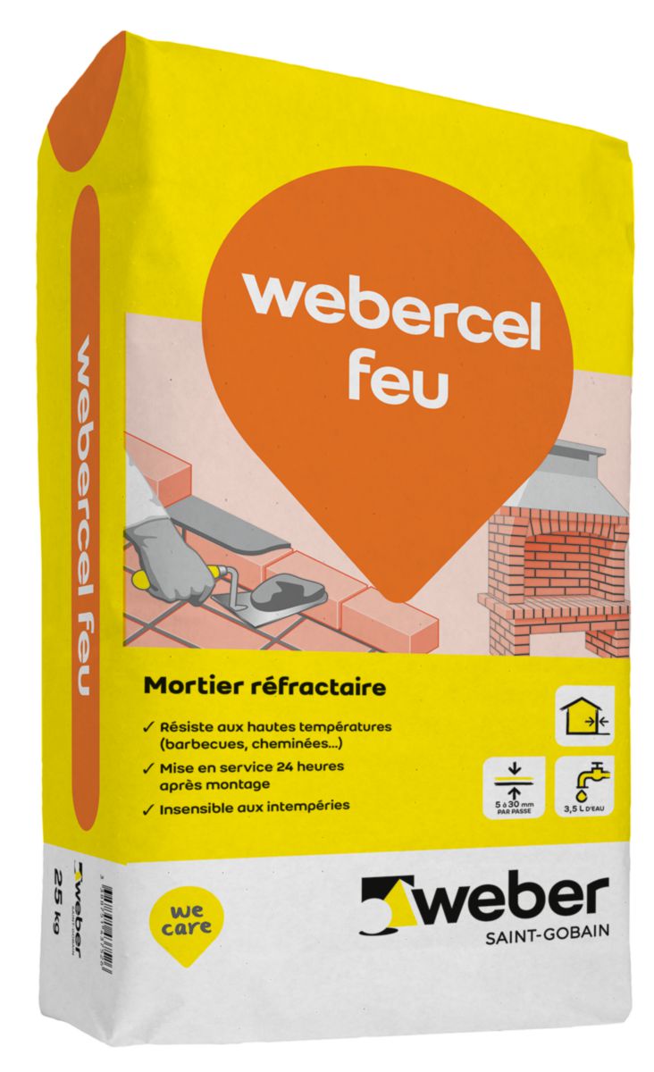 Mortier réfractaire webercel feu - sac de 25 kg