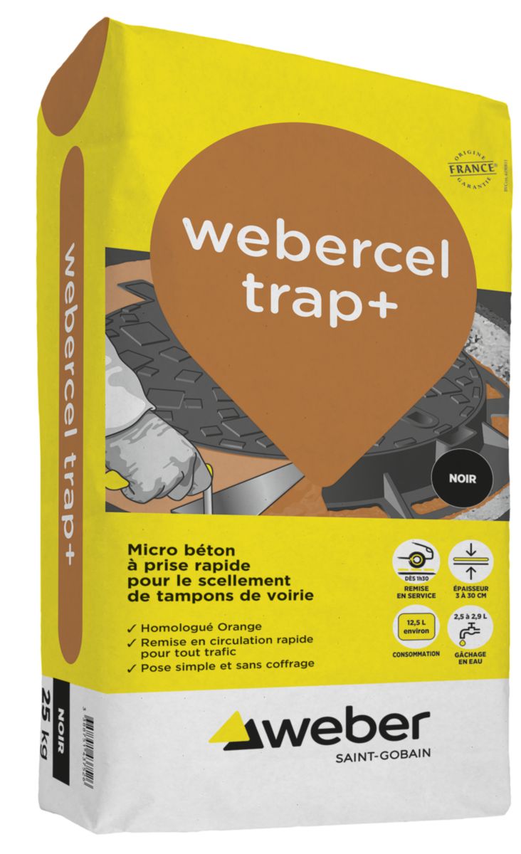 Micro-béton pour tampon de voirie webercel trap+ - sac de 25 kg