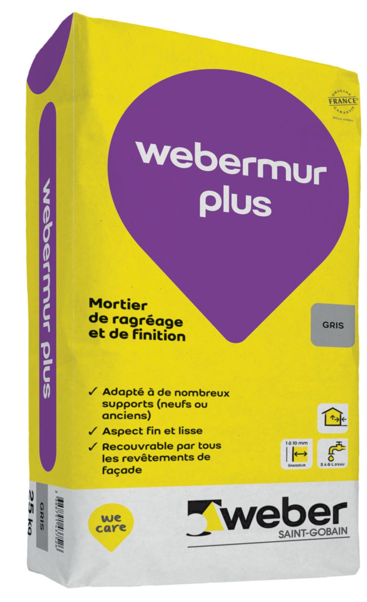 Mortier de ragréage webermur plus - sac de 25 kg