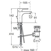 Mitigeur lavabo L 20 CH 3 vidage laiton Chromé réf. A5A3I09C00