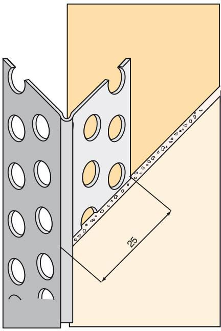 Profil d'angle intérieur de finition pour cloison sèche en aluminium perforé pour enduit de 1mm longueur 2,50m