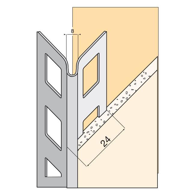 Protège-angle sortant aluminium perforé Fazer - angles allongés - enduit ép. 6 mm - ailes 25 mm - L. 2,5 m