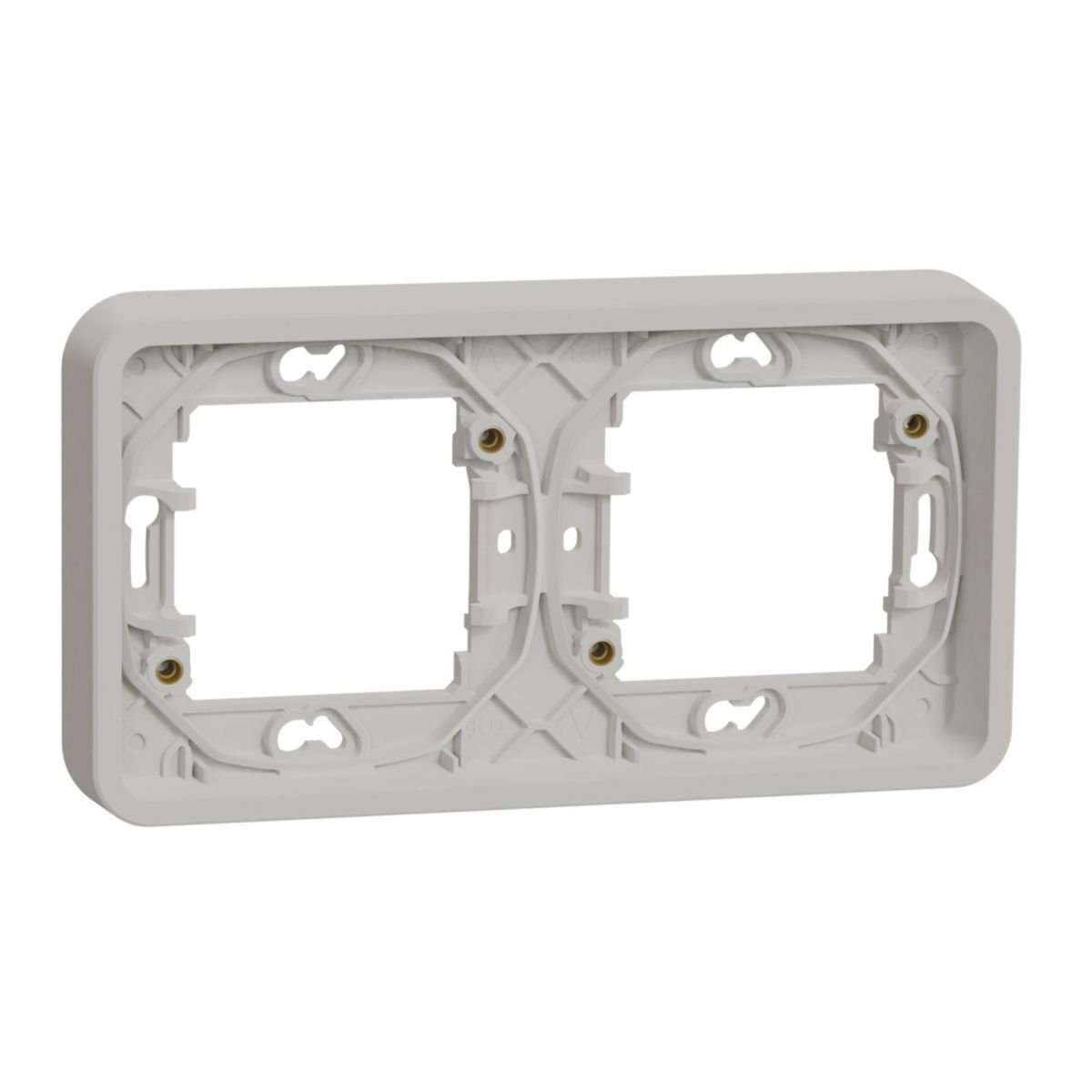 Cadre horizontal Mureva Styl - 2 postes - encastré - IP55 - IK08 - blanc