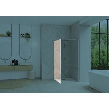 Paroi de douche Smart Design retour fixe sans seuil 90 cm profilé chromé verre transparent Réf. PA90154CTNE