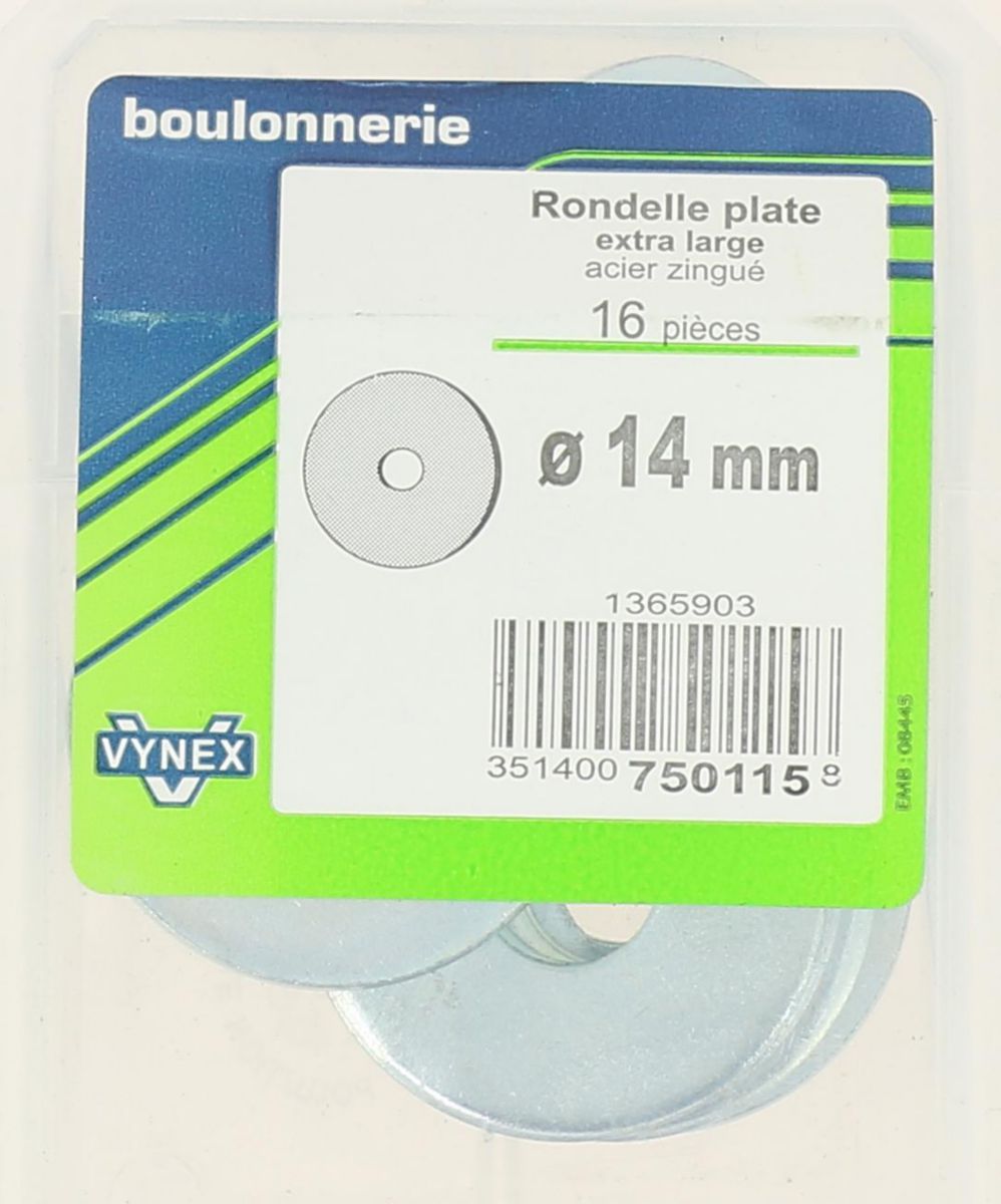 Rondelle extra large acier zingué Ø14-vybac x16