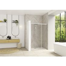 Paroi de douche Smart Design porte pivotante XXL 140 cm profilé chromé verre transparent Réf. PA90213CTNE