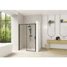 Paroi de douche Smart Design coulissante sans seuil 110 cm profilé noir verre transparent gauche Réf. PA90113NTNEG