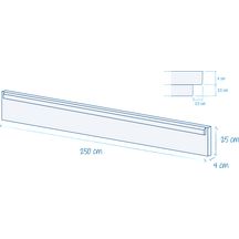 Plaque de soubassement 1/2 chaperon gris Rousseau 250 x 25 x 4 cm pour AXYLE (clips) entraxe 2500  et GIGA (clips) entraxe 2500